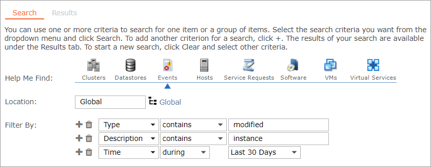 Custom Event Search