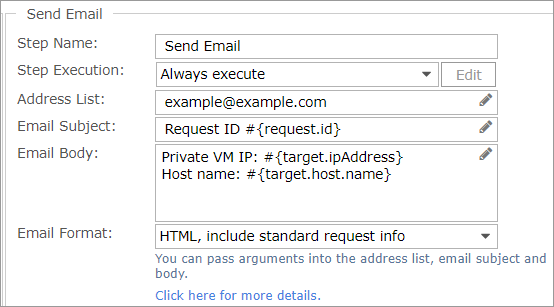 Send Email Step Details