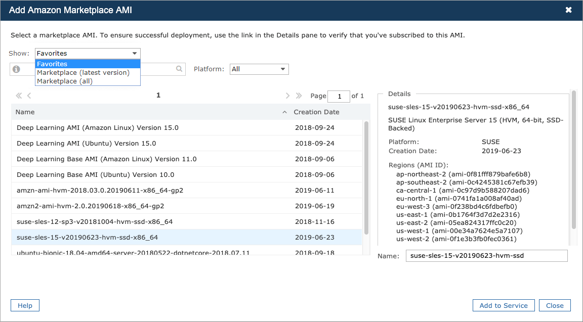 Favorite Marketplace AMIs in the Service Catalog