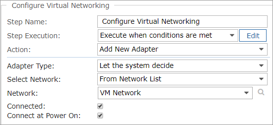 Configure Virtual Networking Step Details dialog